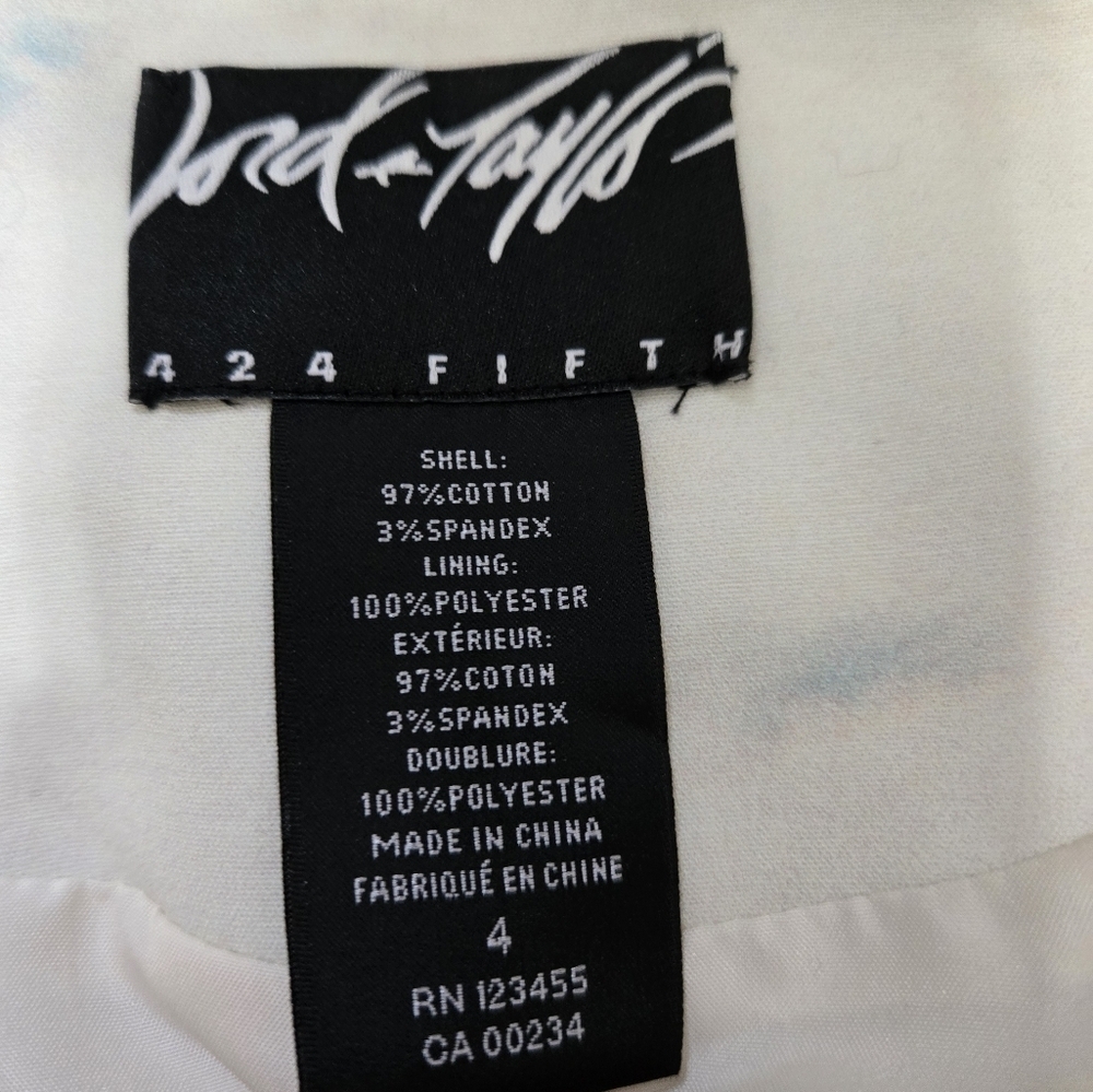 LORD + TAYLOR 424 Fifth Artistic Beach Palm Scene Coat. Size 4 - Picture 7 of 10